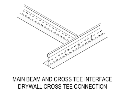 Drywall Grid - Cross Tee to Main Beam Connection CAD block preview