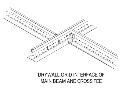 Drywall Grid - Main Beam and Cross Tee Interface CAD block preview