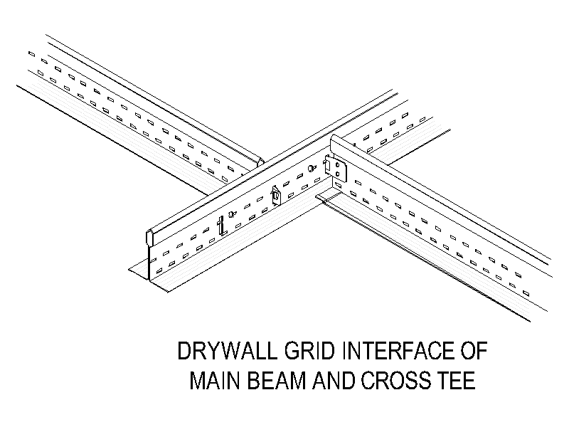 Drywall Grid - Main Beam and Cross Tee Interface – free CAD block preview