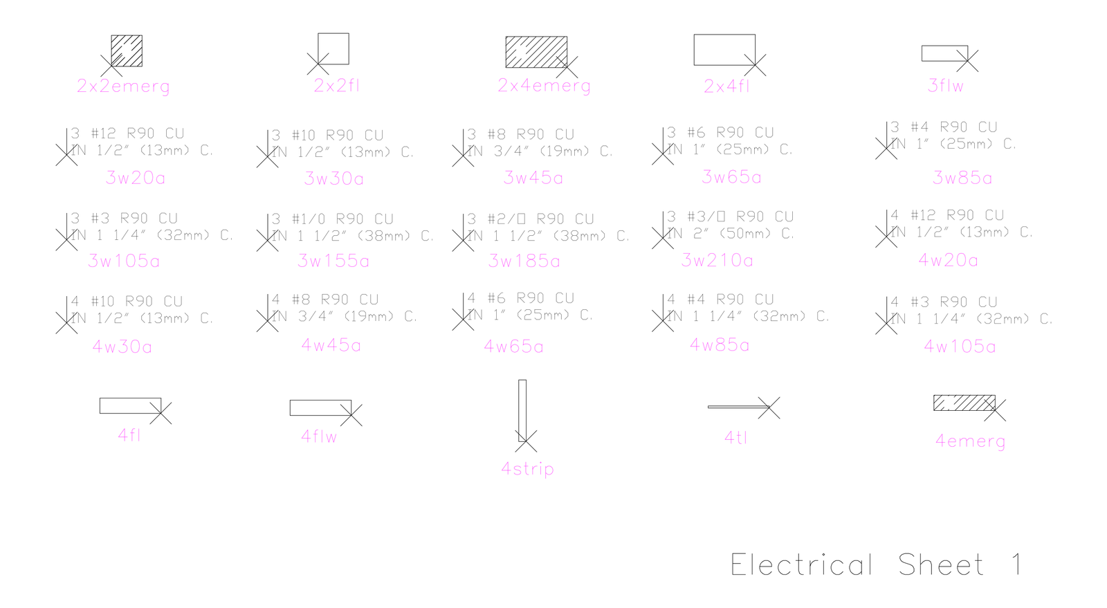 Electrical CAD Symbols Library — Lighting, Power, Fire Alarm & Schedules – free CAD block preview