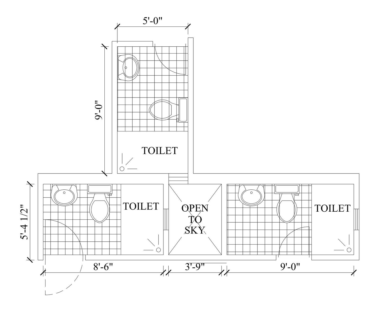 Ensuite and Toilet Floor Plans – free CAD block preview