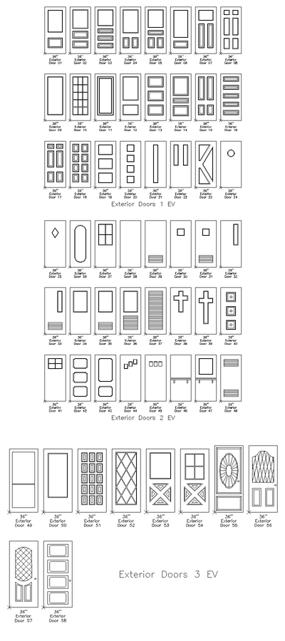 Exterior Doors CAD block preview