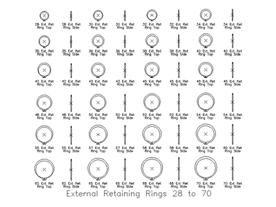 External Retaining Rings - Sizes 28 to 70 CAD block preview