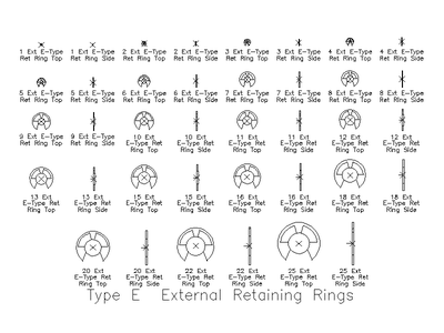 External Retaining Rings - Type E CAD block preview
