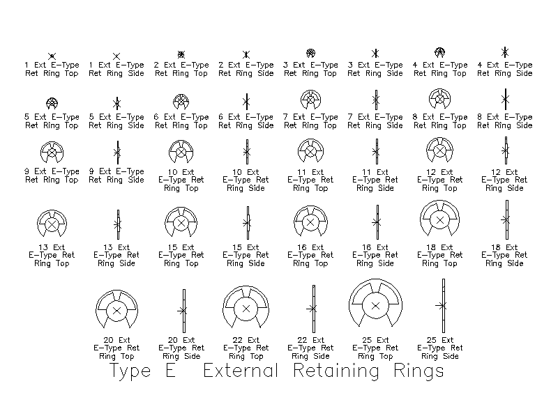External Retaining Rings - Type E – free CAD block preview