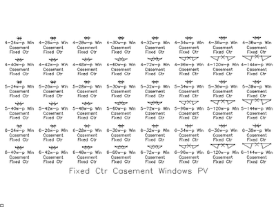 Fixed Centre Casement Windows - Plan CAD block preview