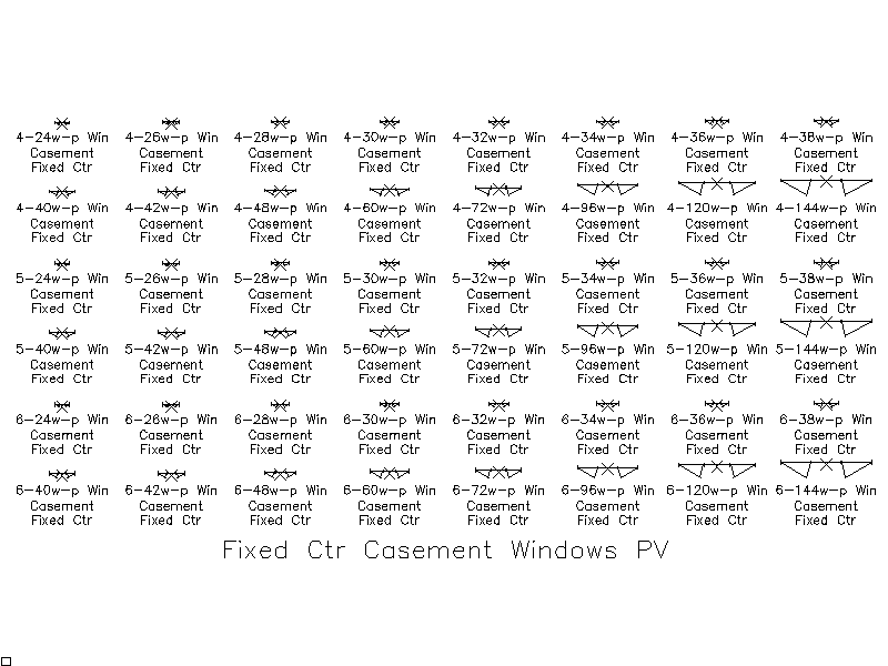 Fixed Centre Casement Windows - Plan – free CAD block preview
