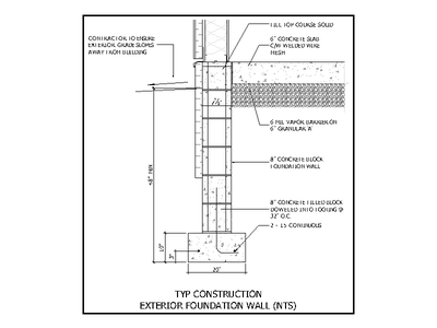 Foundation Wall Detail - Concrete Block CAD block preview