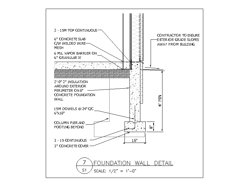 Foundation Wall Detail - Set 2 – free CAD block preview