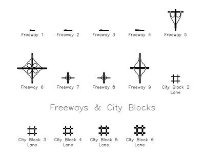 Freeways and City Blocks - Plan Library CAD block preview
