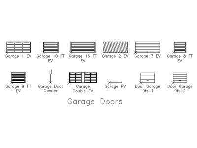 Garage Doors CAD block preview