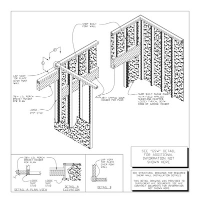 Garage Shear Wall Isometric Detail CAD block preview