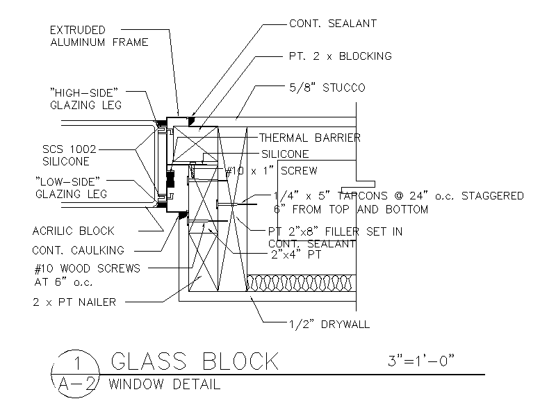 Glass Block Window Detail – free CAD block preview