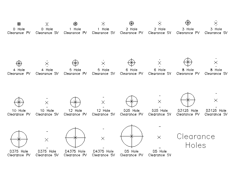 Imperial Clearance Holes – free CAD block preview