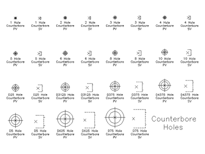 Imperial Counterbore Holes CAD block preview