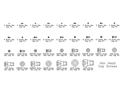 Imperial Hex Head Cap Screws CAD block preview