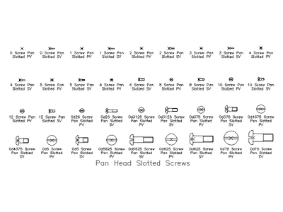 Imperial Pan Head Slotted Screws CAD block preview