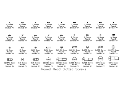 Imperial Round Head Slotted Screws CAD block preview