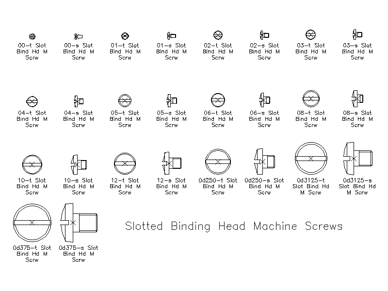 Imperial Slotted Binding Head Machine Screws – free CAD block preview