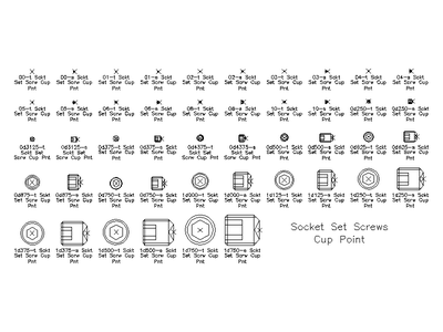 Imperial Socket Set Screws - Cup Point CAD block preview