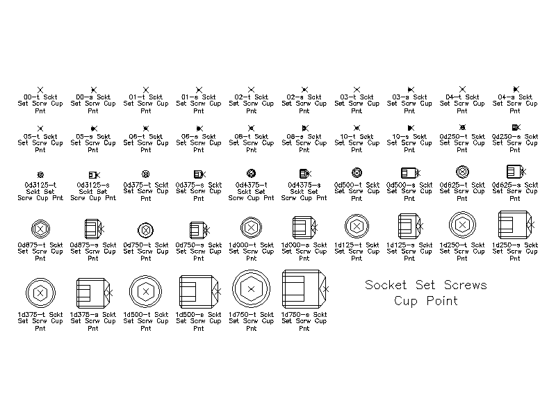 Imperial Socket Set Screws - Cup Point – free CAD block preview