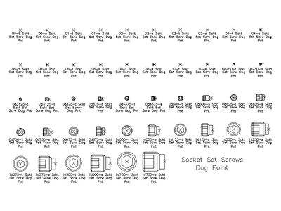 Imperial Socket Set Screws - Dog Point CAD block preview