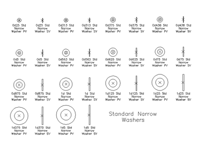 Imperial Standard Narrow Washers CAD block preview