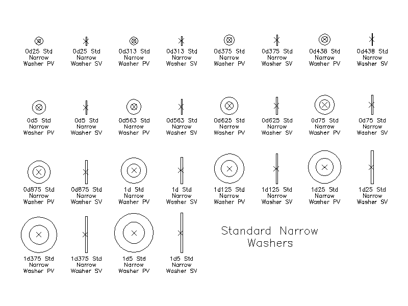 Imperial Standard Narrow Washers – free CAD block preview