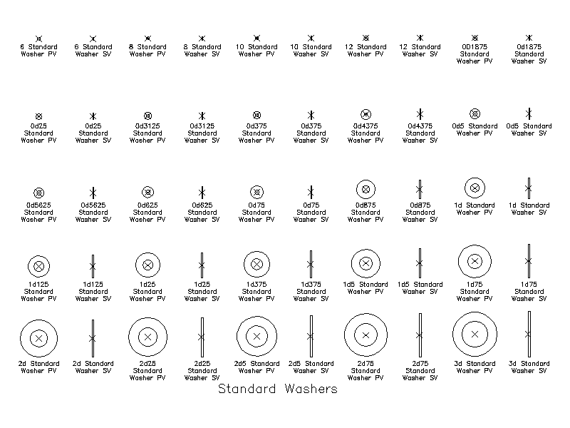 Imperial Standard Washers – free CAD block preview