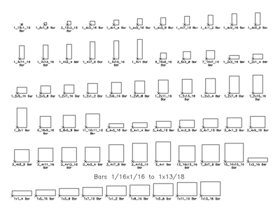 Imperial Steel Bar Sections 2D AutoCAD Blocks Library CAD block preview