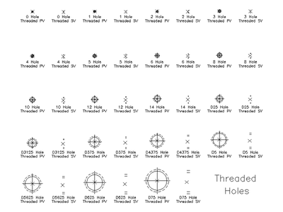 Imperial Threaded Holes CAD block preview
