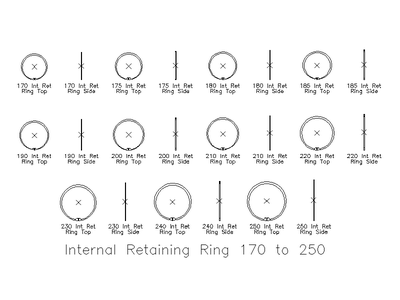 Internal Retaining Rings 170 to 250 CAD block preview