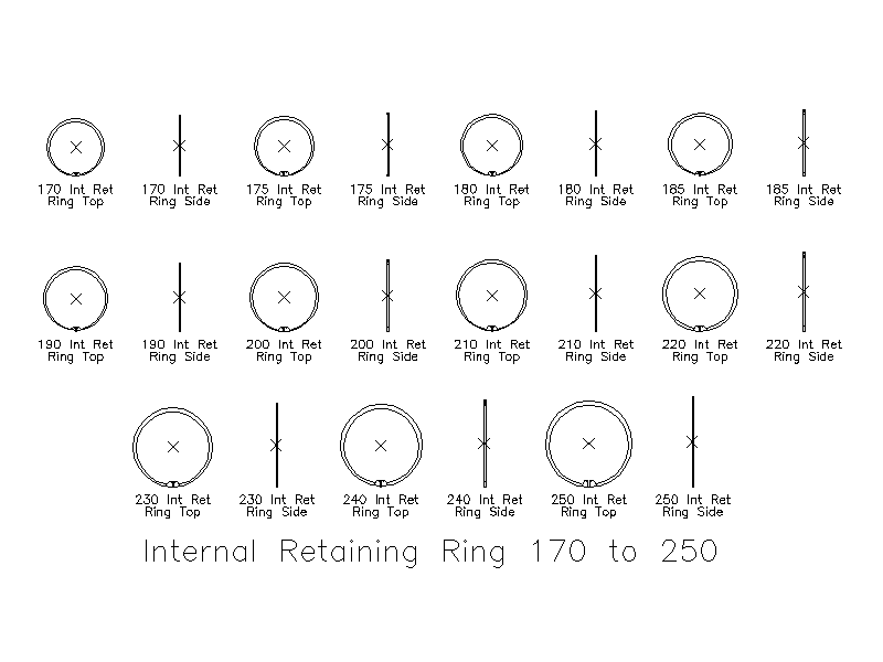 Internal Retaining Rings 170 to 250 – free CAD block preview