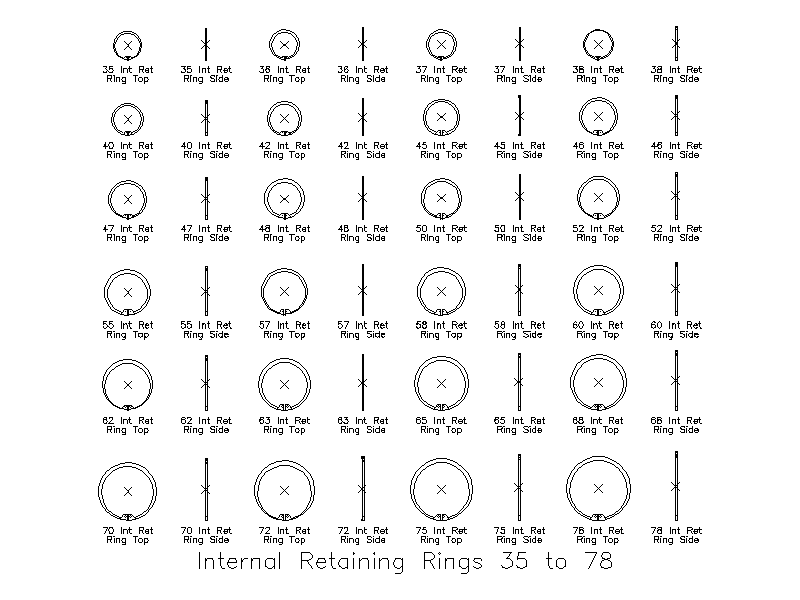 Internal Retaining Rings 35 to 78 – free CAD block preview