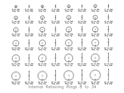Internal Retaining Rings 8 to 34 CAD block preview