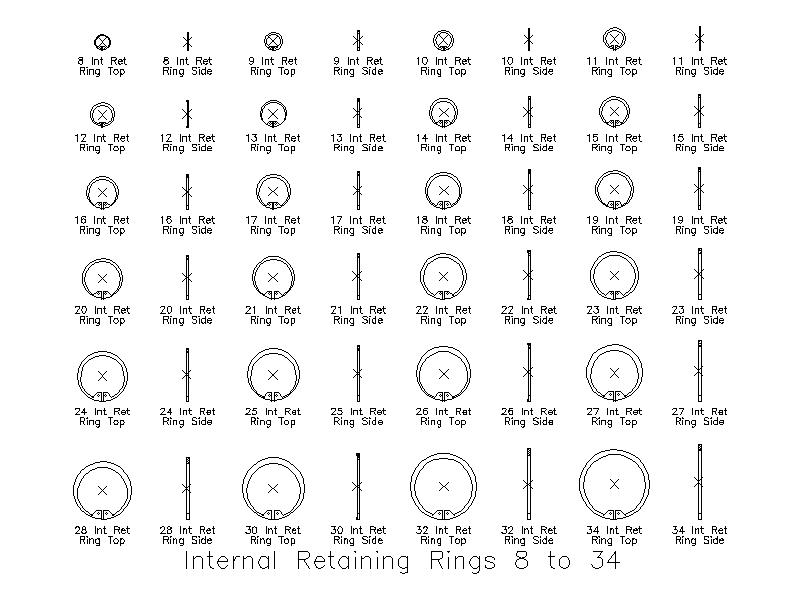 Internal Retaining Rings 8 to 34 – free CAD block preview