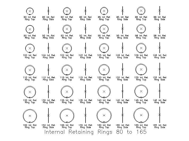 Internal Retaining Rings 80 to 165 – free CAD block preview
