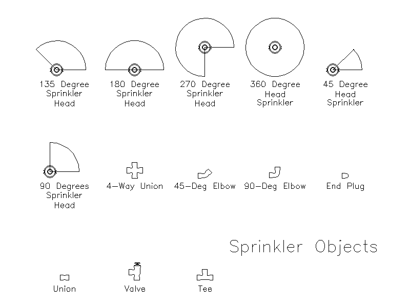 Irrigation Sprinkler Heads and Fittings – free CAD block preview