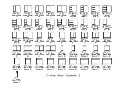Kitchen Base Cabinets 2 - Elevations CAD block preview