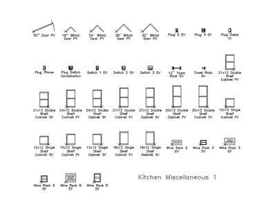 Kitchen Fittings and Shelf Cabinets CAD block preview