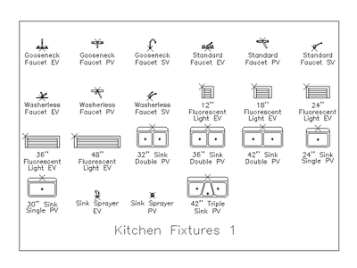 Kitchen Fixtures - Set 1 CAD block preview