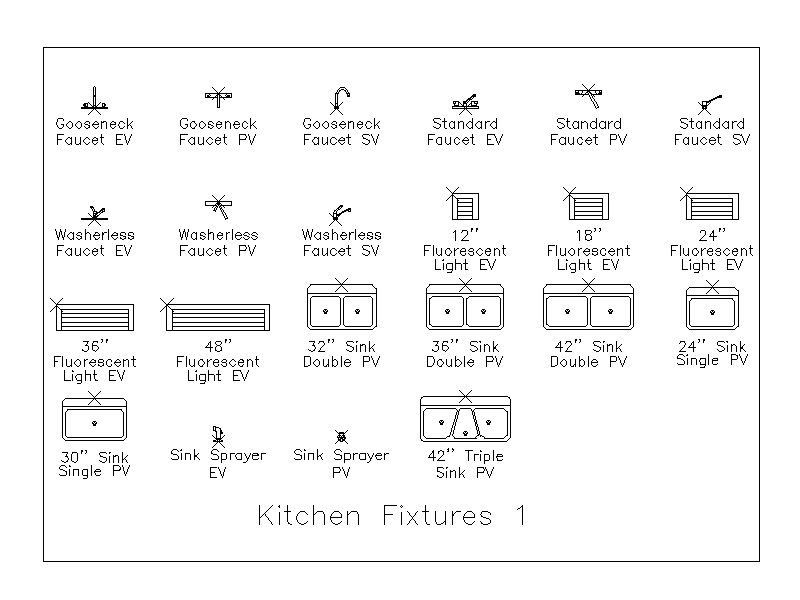 Kitchen Fixtures - Set 1 – free CAD block preview