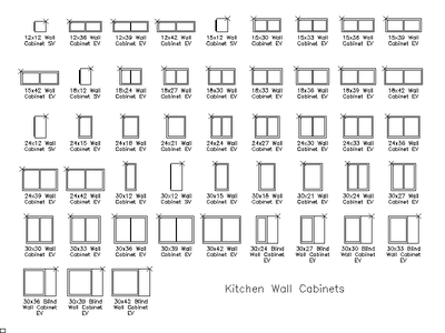 Kitchen Wall Cabinets CAD block preview
