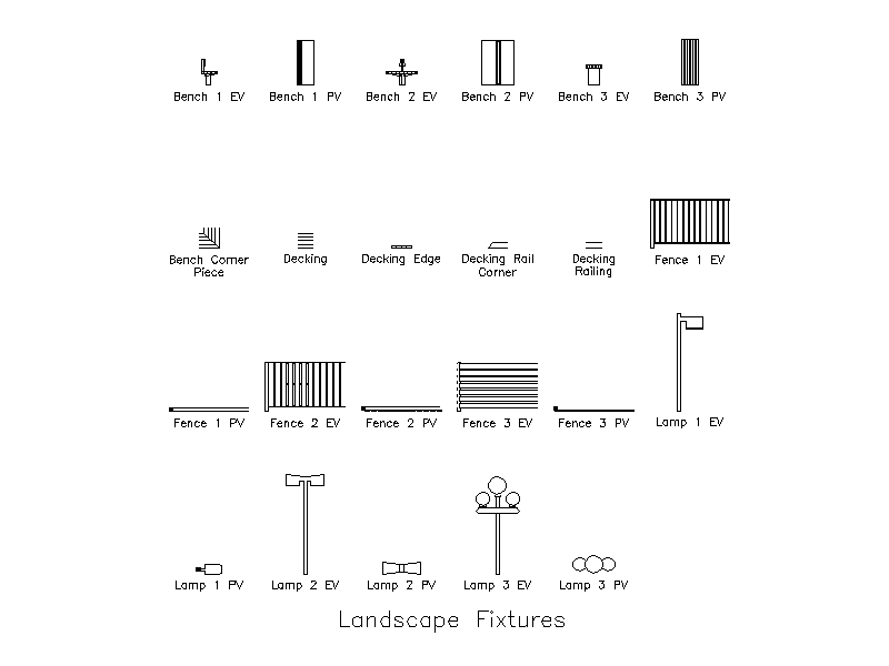 Landscape Fixtures – free CAD block preview
