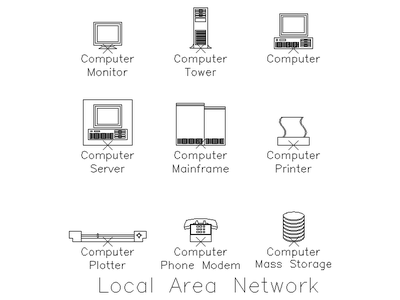 Local Area Network (LAN) Symbols CAD block preview