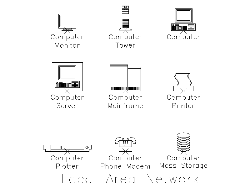 Local Area Network (LAN) Symbols – free CAD block preview
