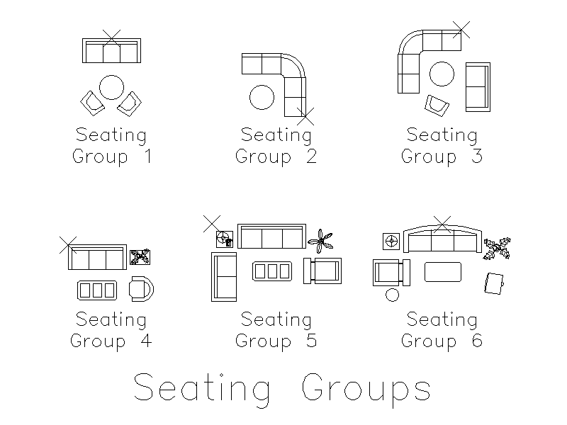 Lounge Seating Groups - Plan – free CAD block preview