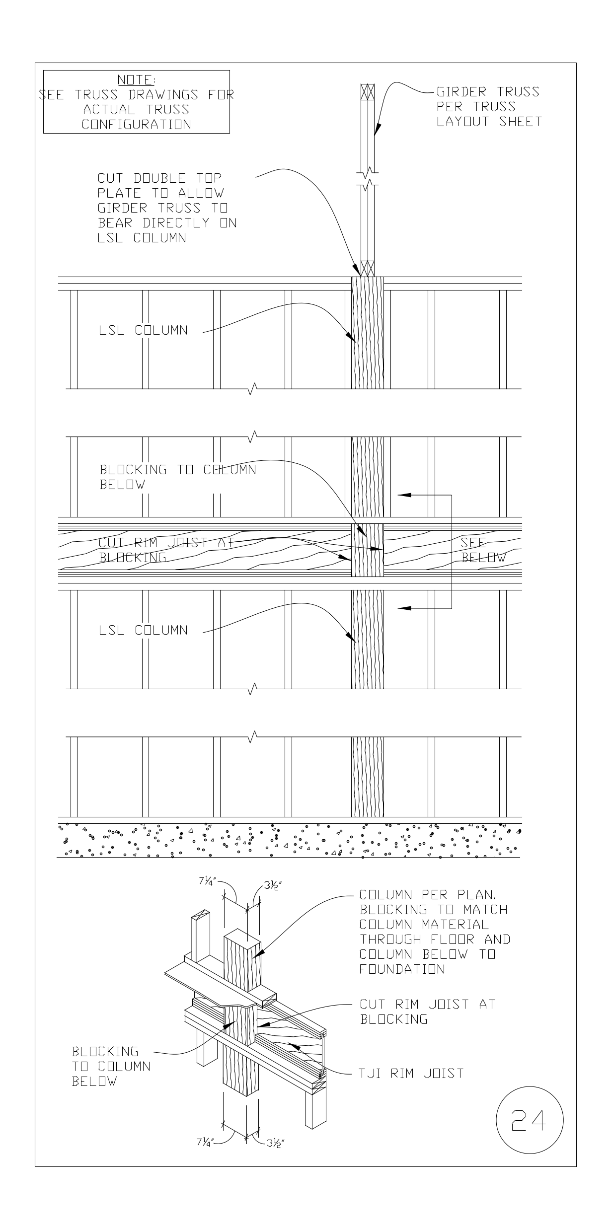LSL Column Through Floor to Foundation Detail – free CAD block preview