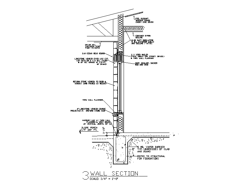 Masonry Wall Section with Window – free CAD block preview