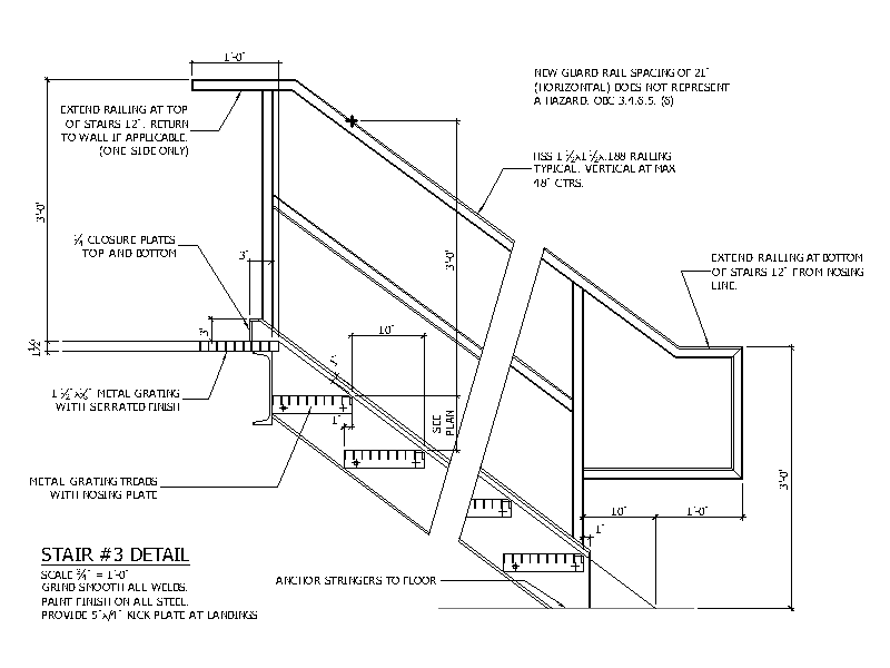 Metal Grating Stair Detail – free CAD block preview